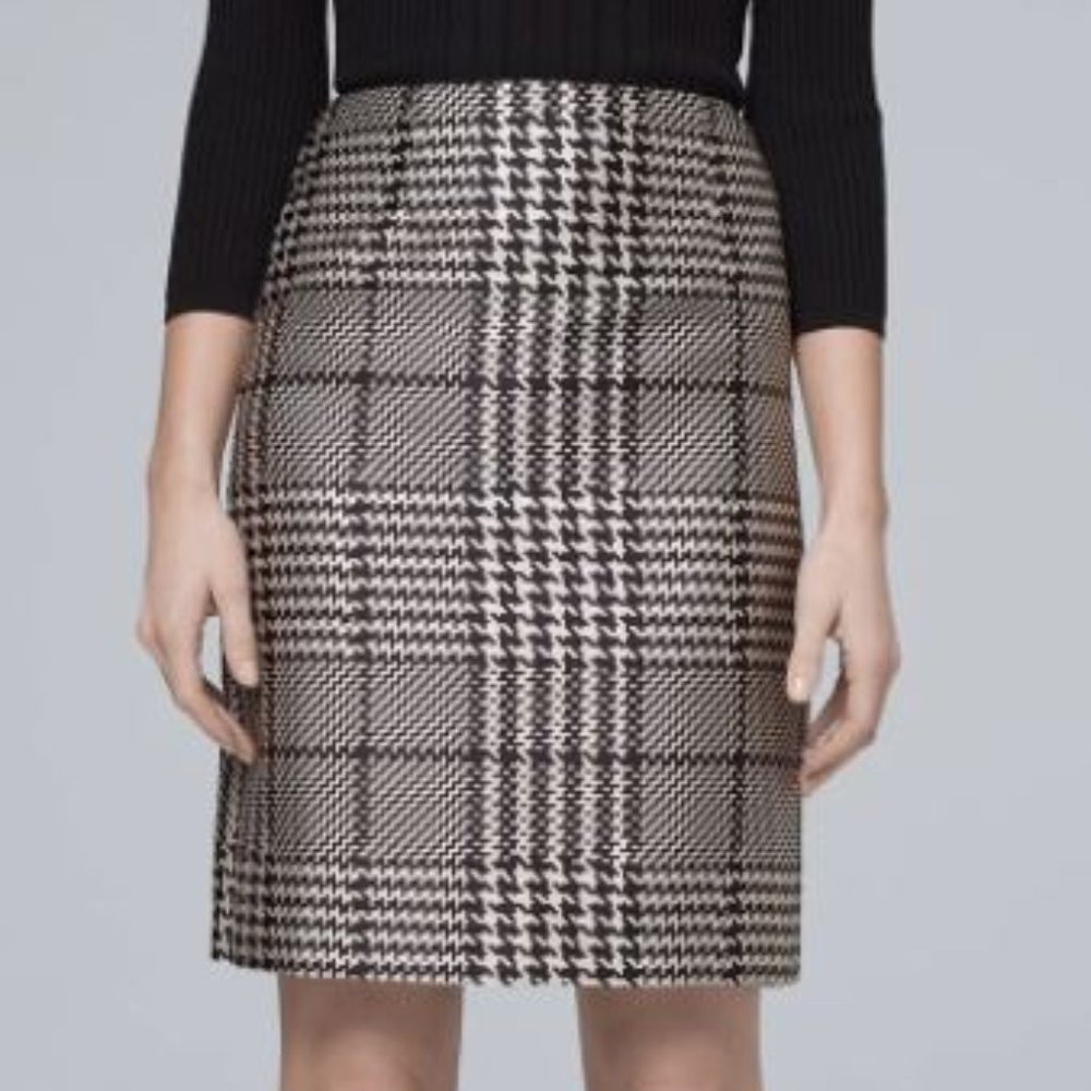 WHBM Houndstooth Plaid Pencil Skirt - Size 10